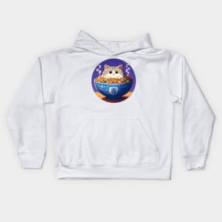 cat in a wok bowl Kids Hoodie